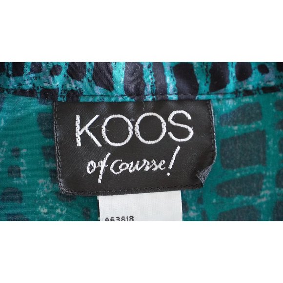Koos of Course Top Womens Size S Wearable Art Button Up Blouse Teal Black Gray L - Picture 12 of 13